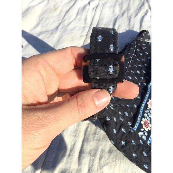 Vera Bradley womens fabric purse satchel 11” 11 in handbag black blue floral - Picture 2 of 16